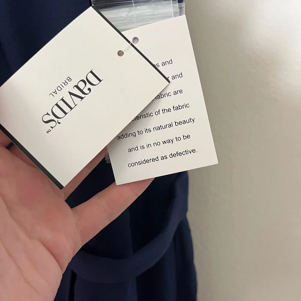 NWT David’s Bridal Keyhole Halter Jewel Neckline Maxi Dress Marine Navy - Picture 6 of 7